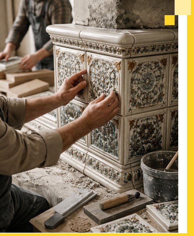 Изразцовые камины под ключ в Чехове: проект и монтаж