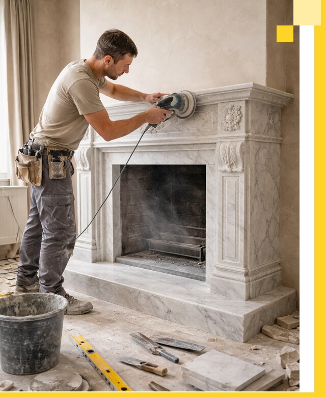 Изготовление и установка мраморных каминов в Чехове под ключ