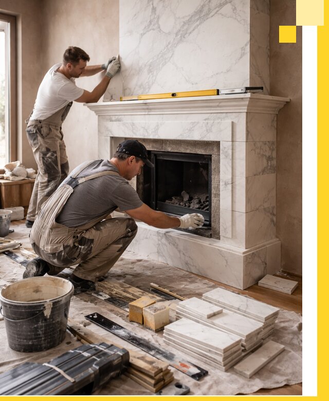 Отделка каминов в Чехове качественные облицовочные работы