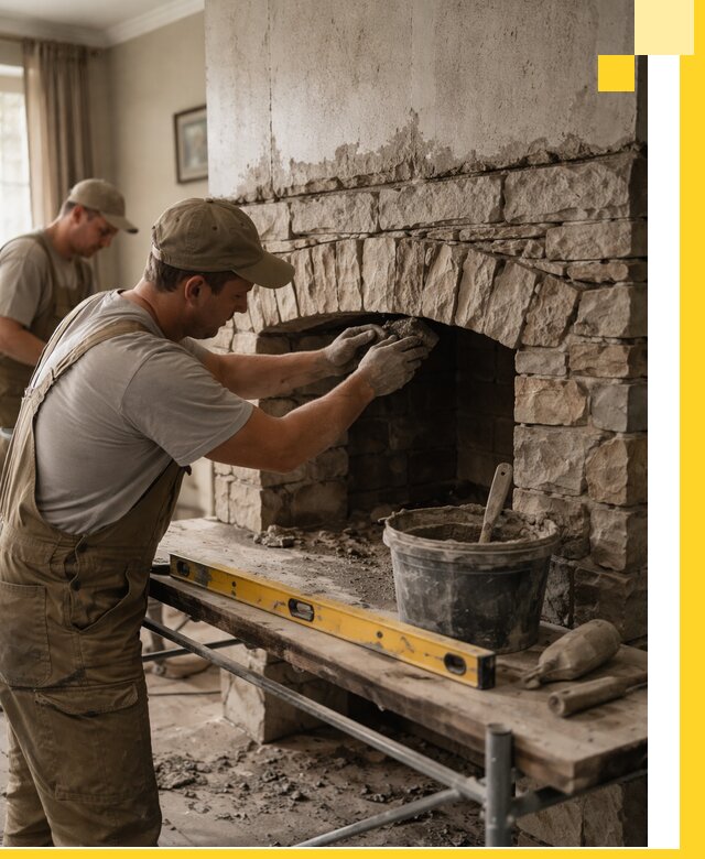 Изготовление каминов под ключ в Чехове, монтаж и отделка