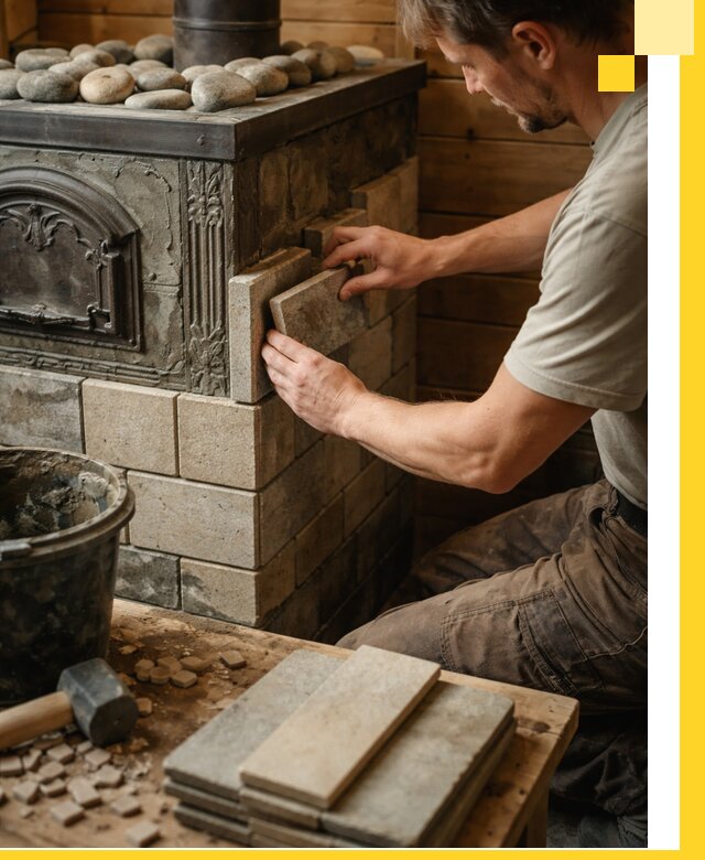 Облицовка банных печей в Чехове профессиональная отделка