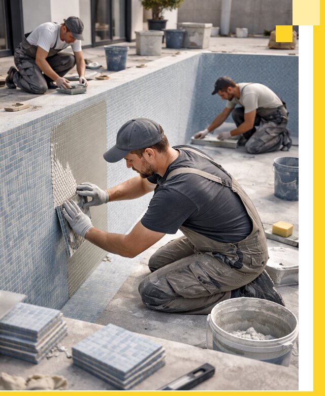 Облицовка бассейнов в Чехове плитка мозаика гидроизоляция