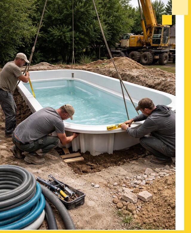 Установка и монтаж композитных бассейнов под ключ в Чехове