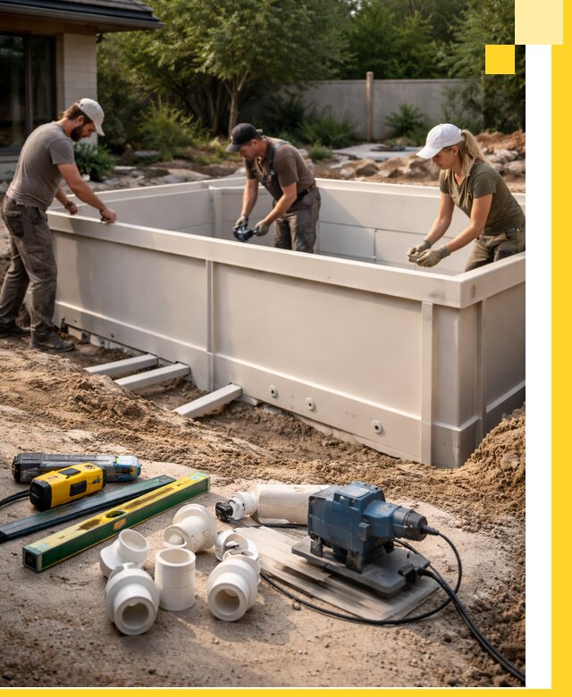 Установка полипропиленовых бассейнов под ключ в Чехове