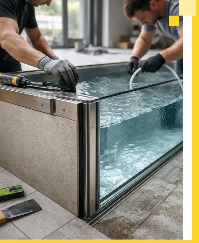 Проектирование и монтаж стеклянных бассейнов в Чехове