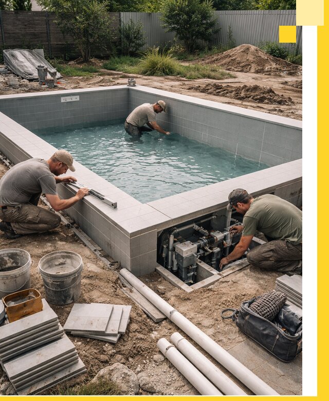 Строительство и монтаж бассейнов для дачи под ключ в Чехове