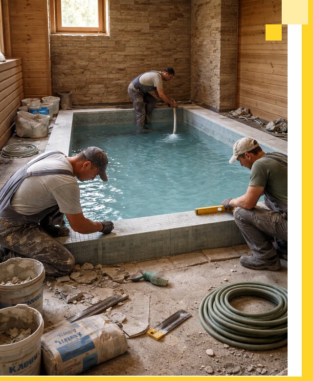 Проектирование и строительство бассейнов для бани в Чехове