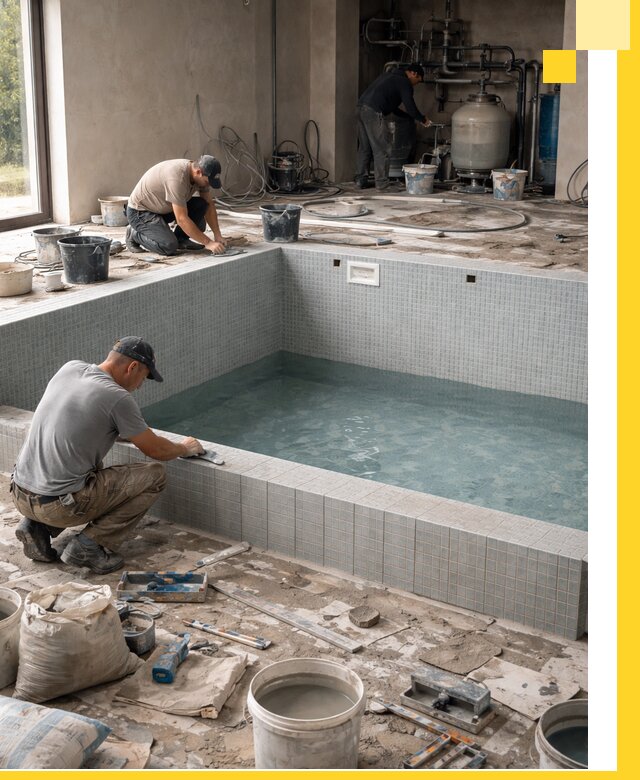 Строительство и монтаж бассейнов в помещении в Чехове