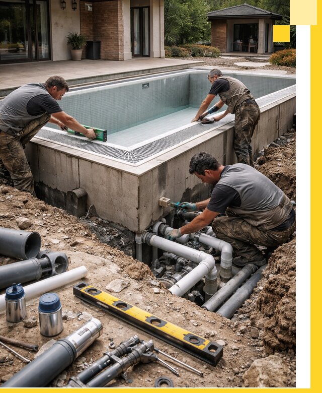 Строительство переливных бассейнов в Чехове под ключ