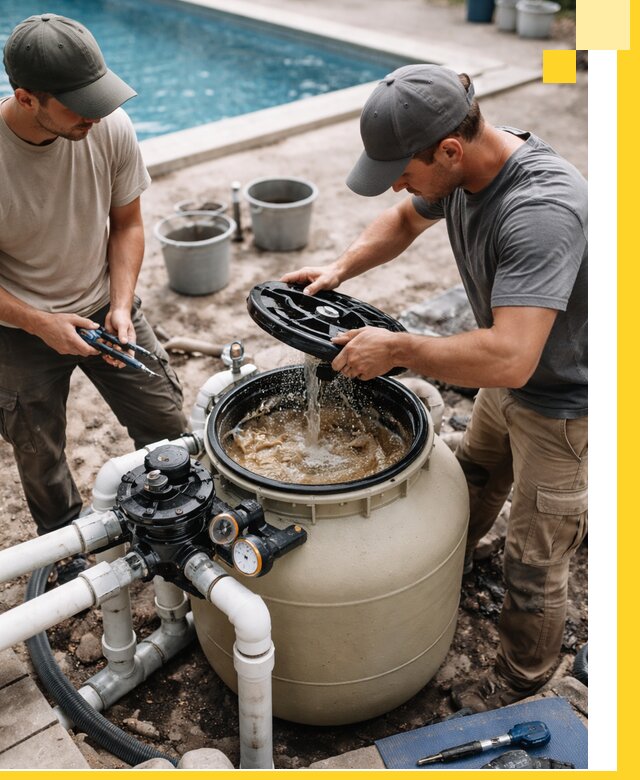 Установка и обслуживание песочных фильтров для бассейнов в Чехове