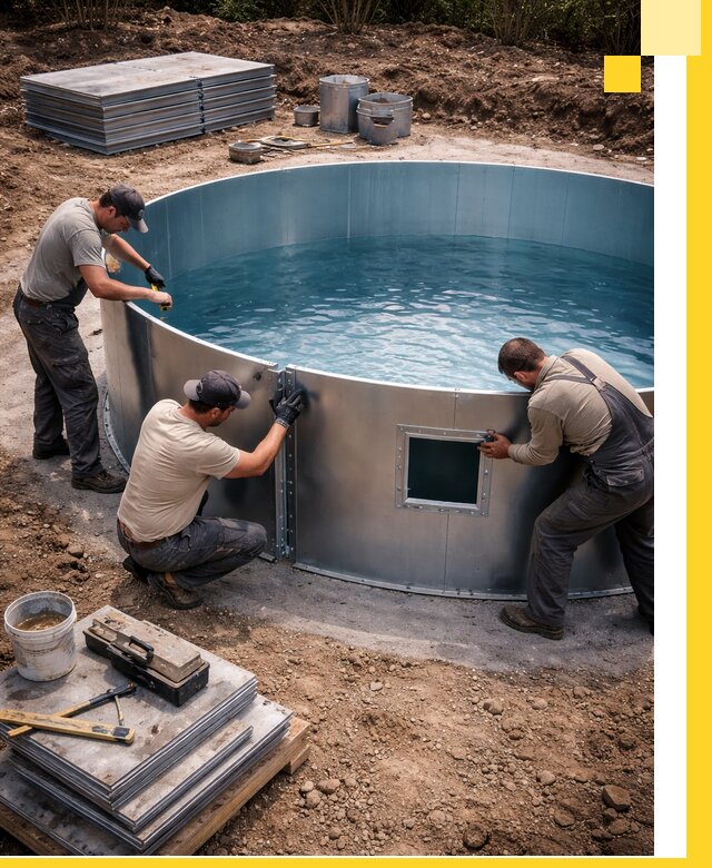 Круглые бассейны под ключ в Чехове проектирование и монтаж