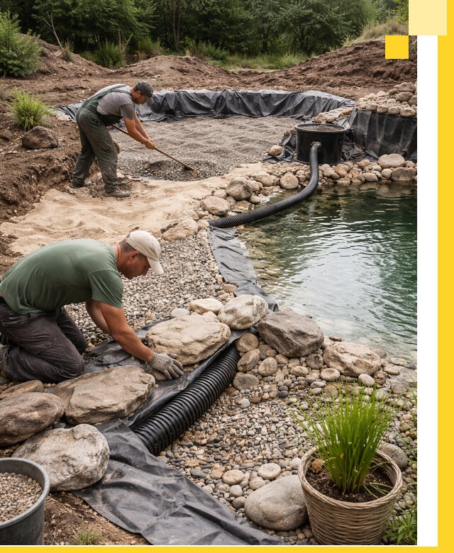 Строительство природных бассейнов и озер в Чехове под ключ
