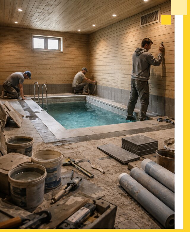 Строительство бани с бассейном и сауной под ключ в Чехове