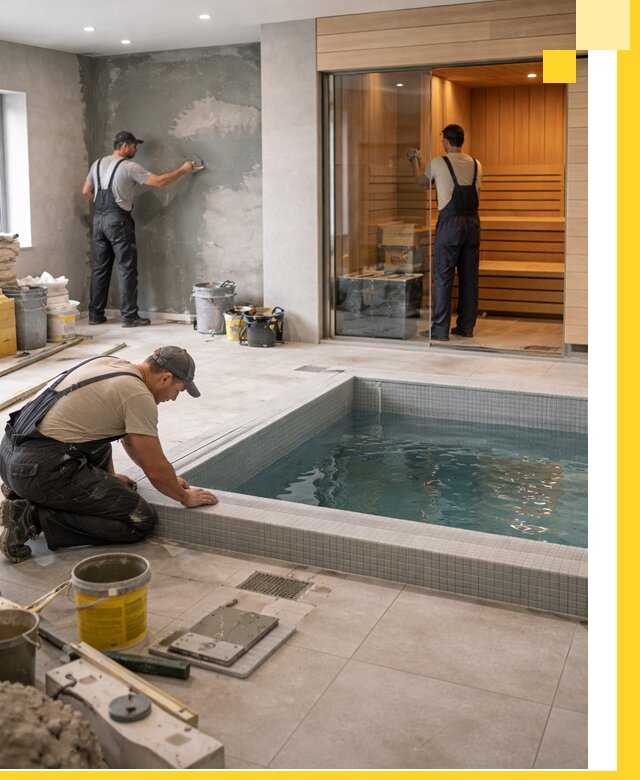 Проектирование и строительство сауны с бассейном в Чехове