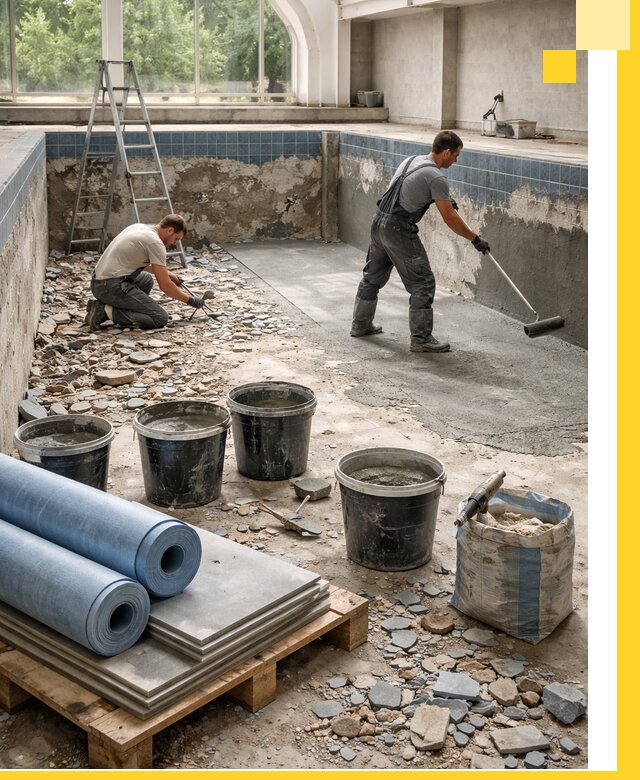 Реконструкция бассейнов в Чехове: ремонт, гидроизоляция