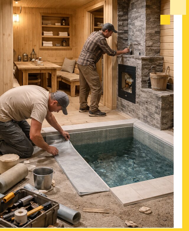 Строительство бань с комнатой отдыха под ключ в Чехове