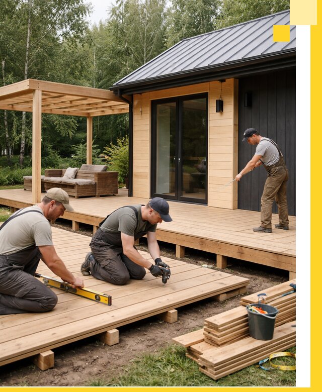 Строительство бань с террасой и бассейном под ключ в Чехове