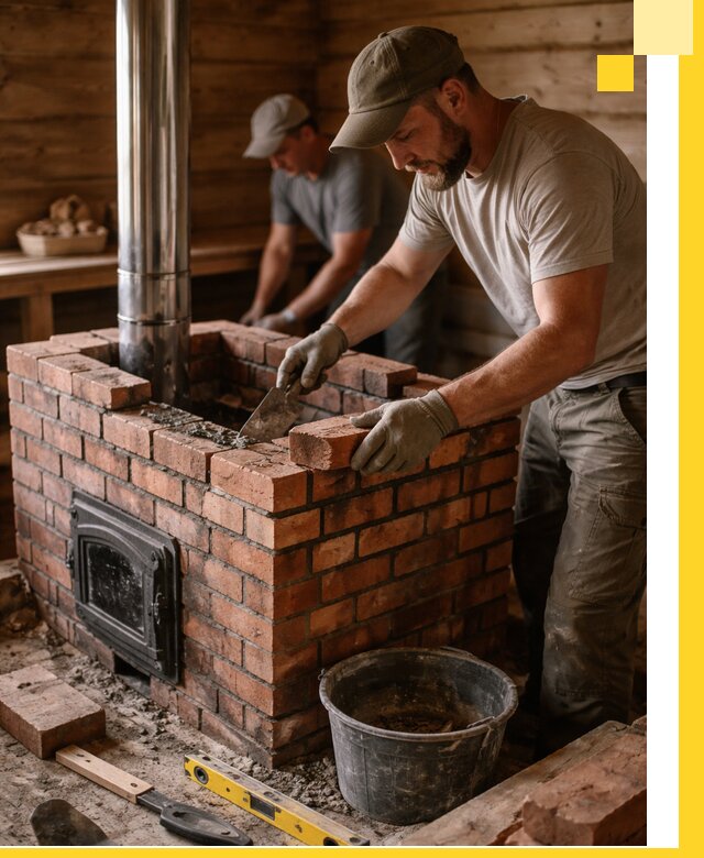 Кирпичные печи для бани под ключ в Чехове, проект и монтаж