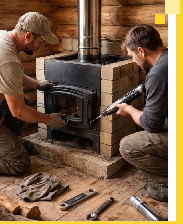 Монтаж и установка печи в бане под ключ с гарантией в Чехове
