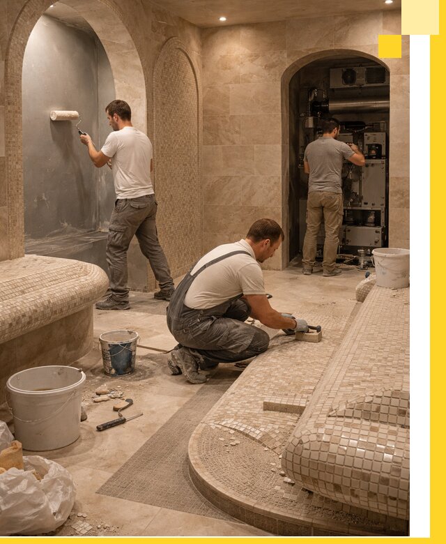 Строительство бани с хамамом и бассейном под ключ в Чехове