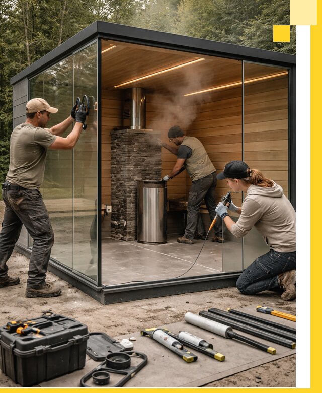 Проектирование и строительство стеклянных бань в Чехове