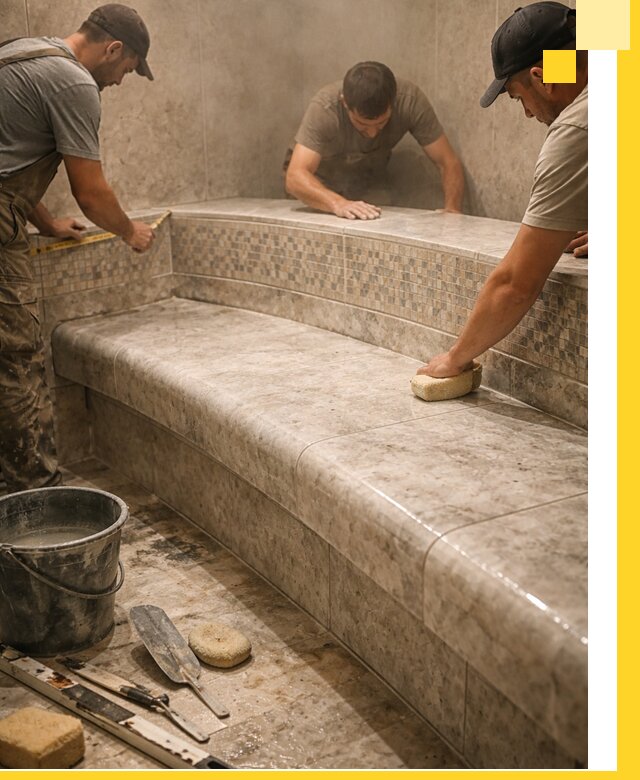 Изготовление и установка сидений для хамама в Чехове